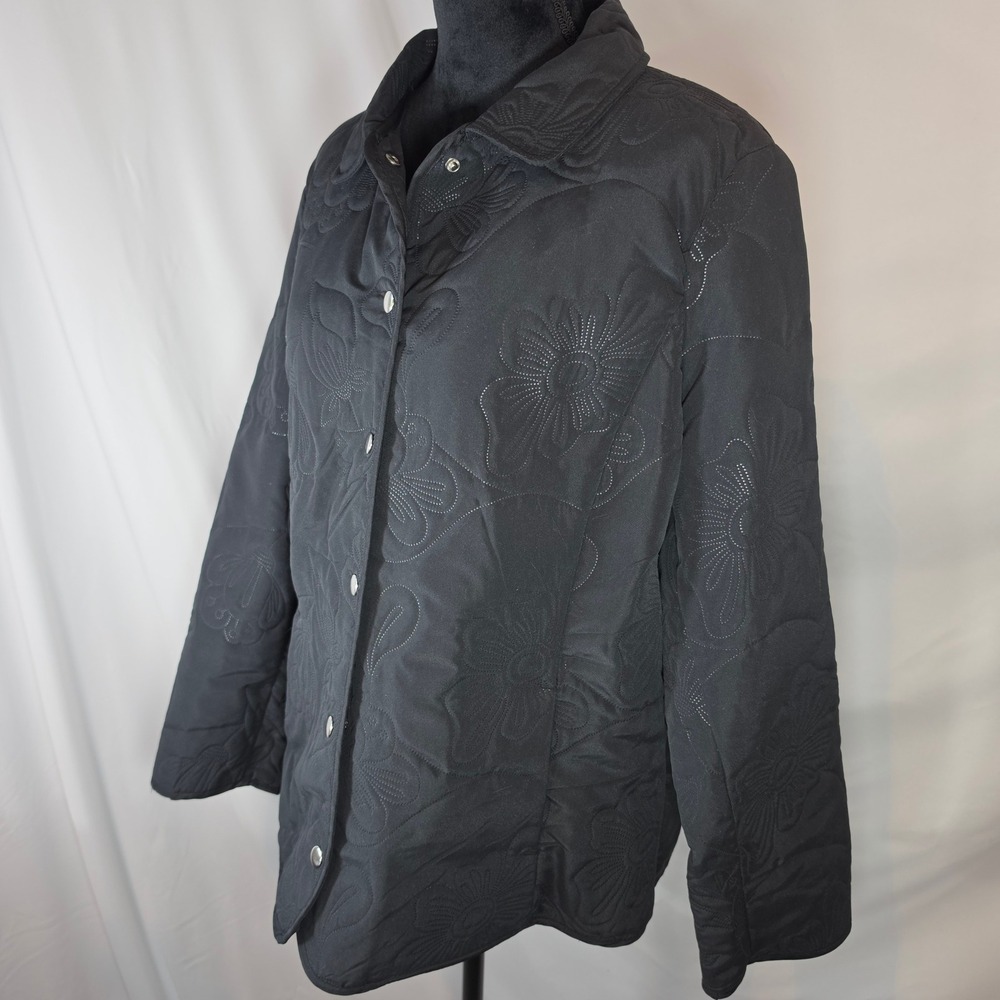 Lemon Grass Studio Floral Quilted Snap Jacket L Boho Cottagecore Grandmacore EUC